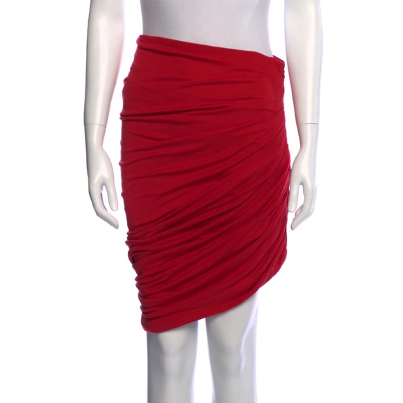 Giambattista Valli Red Wool Silk Blend Midi Length Skirt - Picture 1 of 3